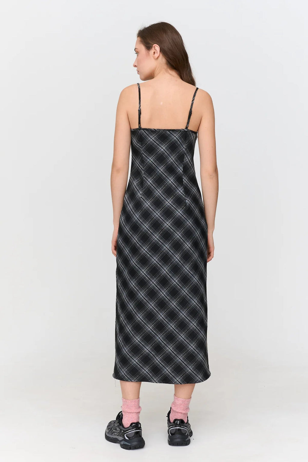 24Colours Checkered Dress - Black - Kubanna