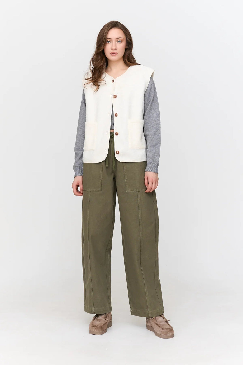 24Colours Fluffy Vest - White - Kubanna