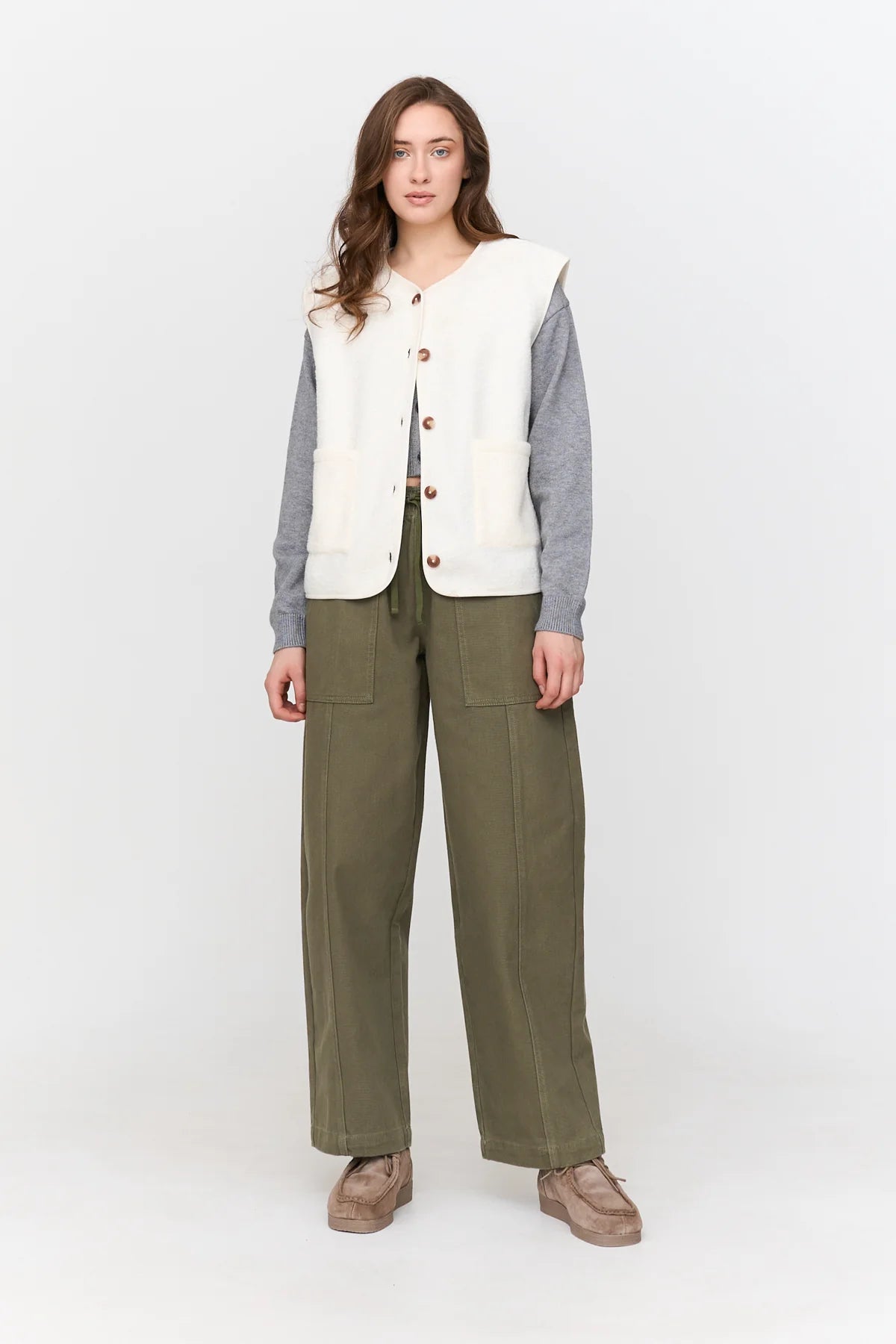 24Colours Fluffy Vest - White - Kubanna