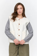 24Colours Fluffy Vest - White - Kubanna