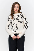 24Colours Sweater with Pattern - White - Kubanna