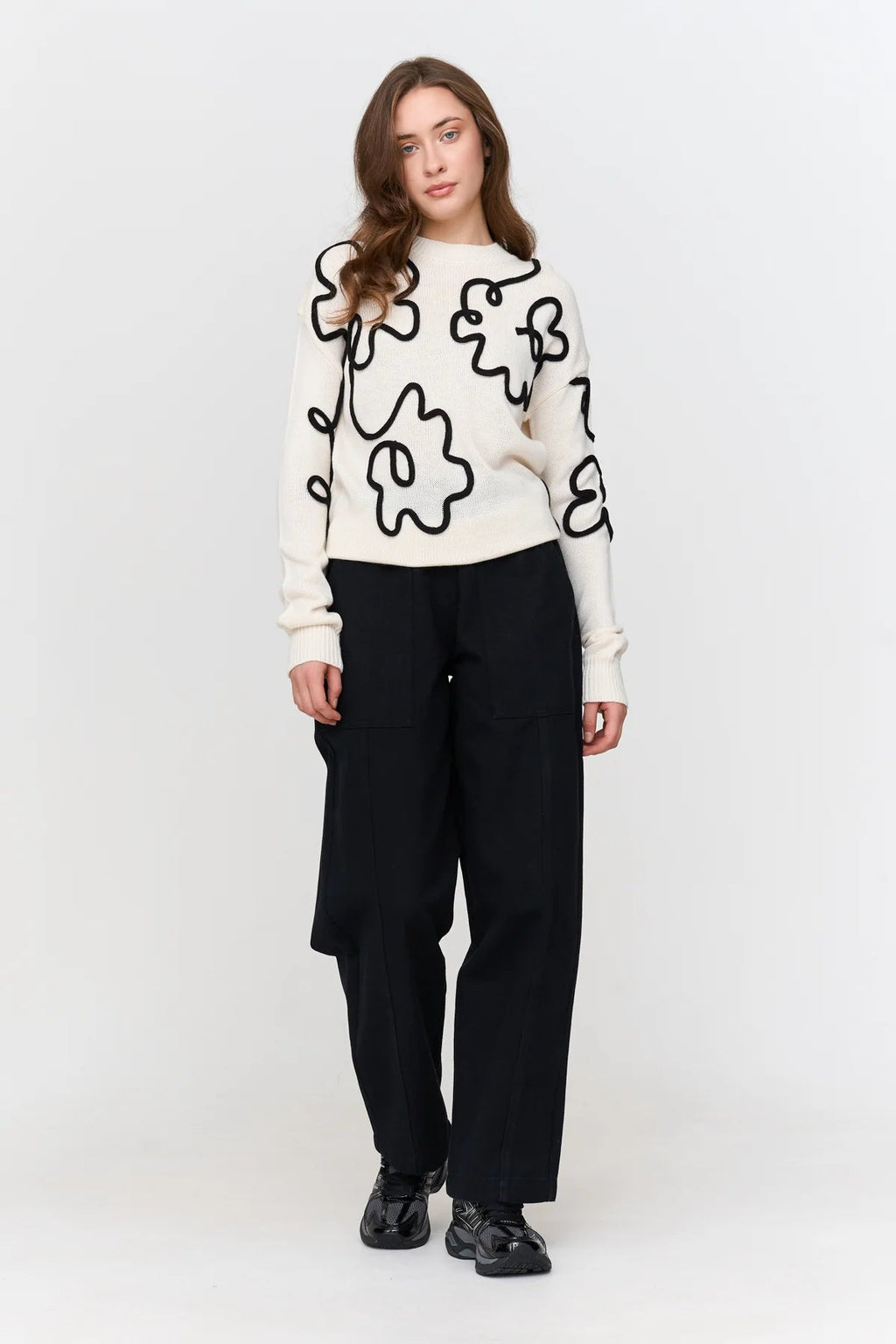 24Colours Sweater with Pattern - White - Kubanna