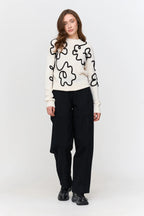 24Colours Sweater with Pattern - White - Kubanna