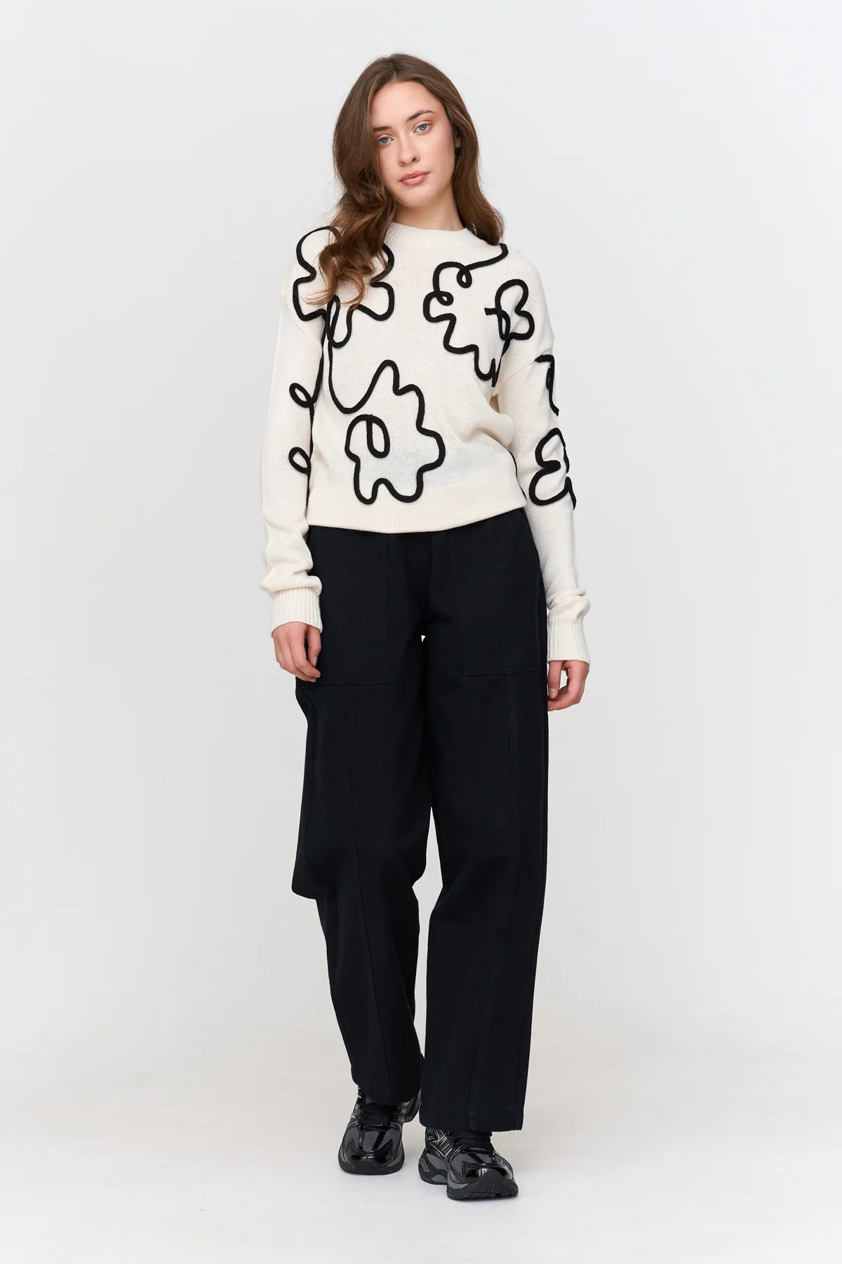 24Colours Sweater with Pattern - White - Kubanna