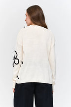 24Colours Sweater with Pattern - White - Kubanna