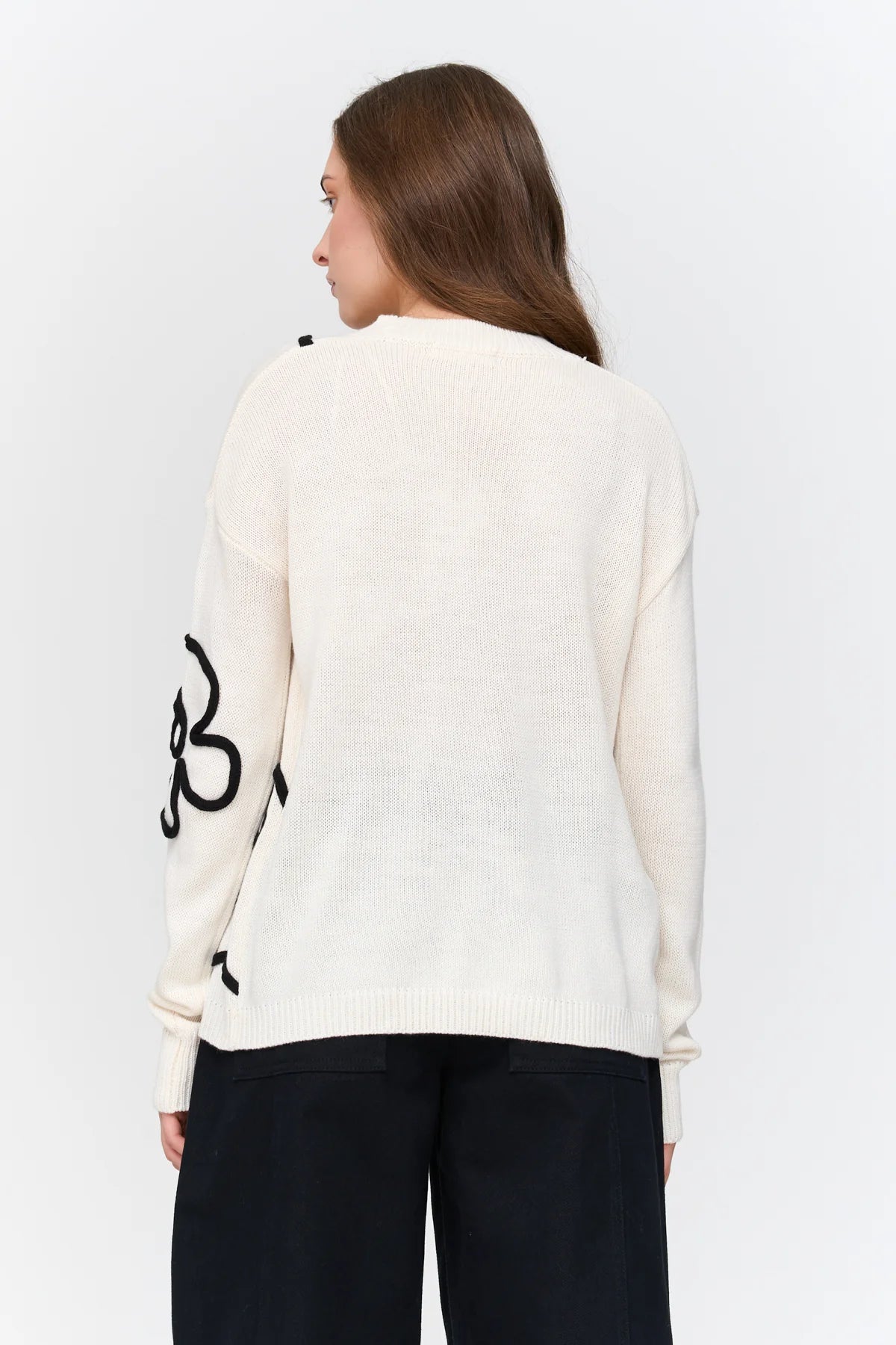 24Colours Sweater with Pattern - White - Kubanna