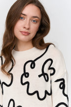 24Colours Sweater with Pattern - White - Kubanna