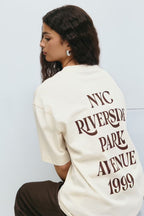 Gina tricot Printed oversized tee - Gardenia - Kubanna