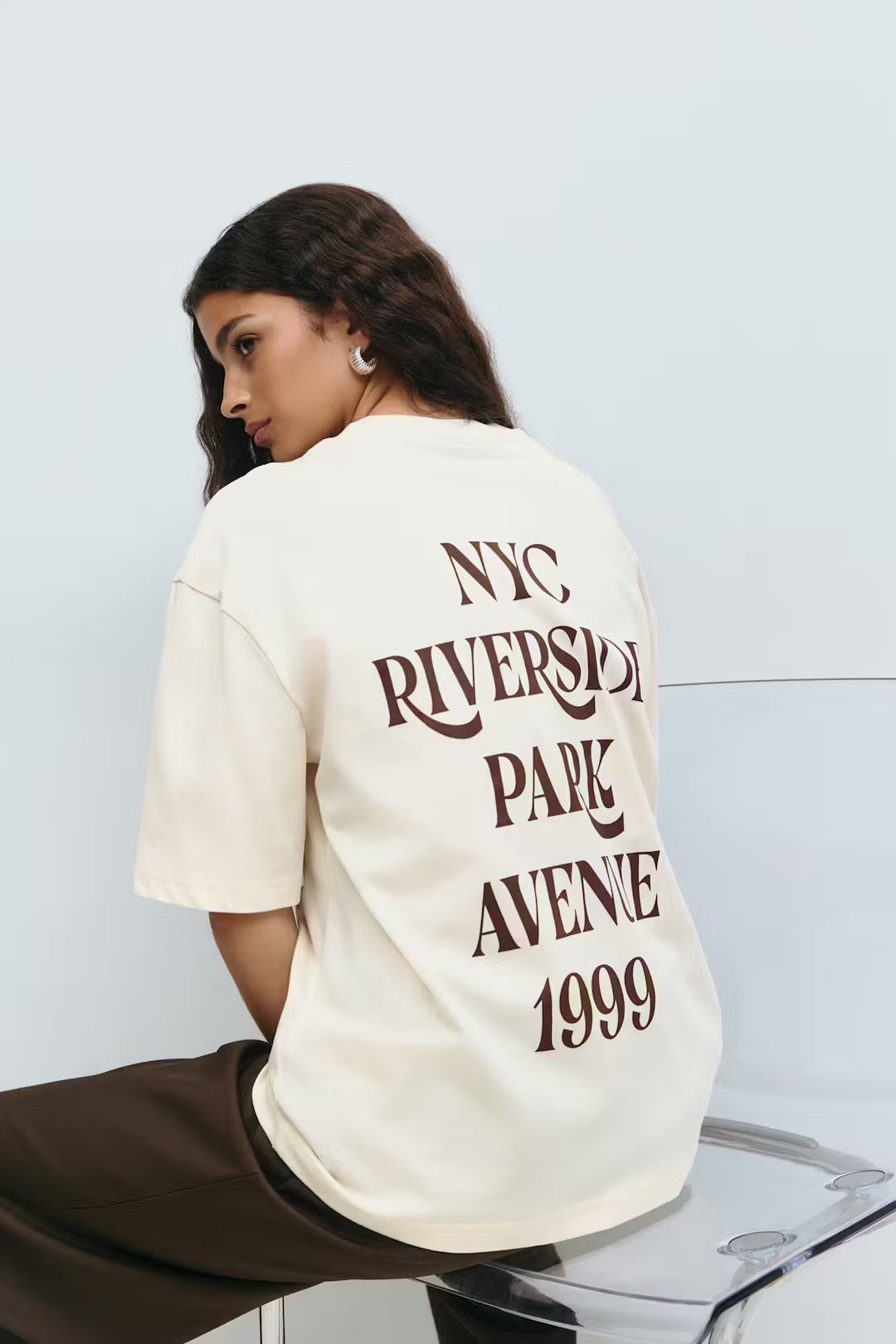 Gina tricot Printed oversized tee - Gardenia