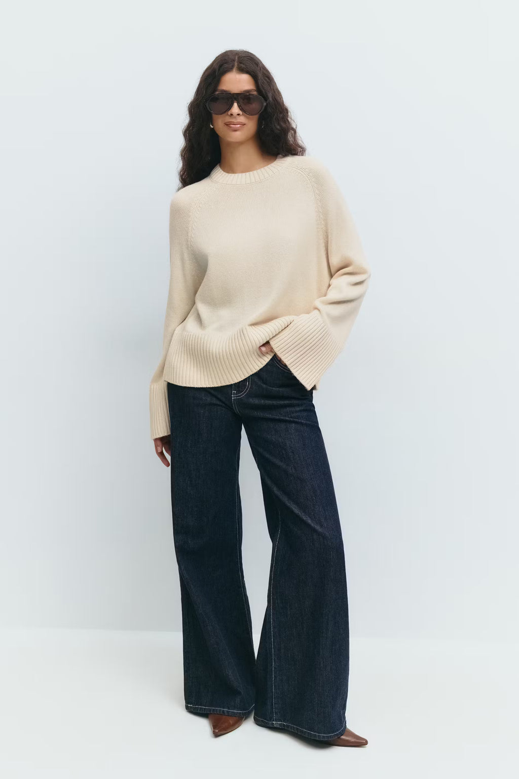 Gina Tricot Round Neck Knitted Sweater - Off-White - Kubanna