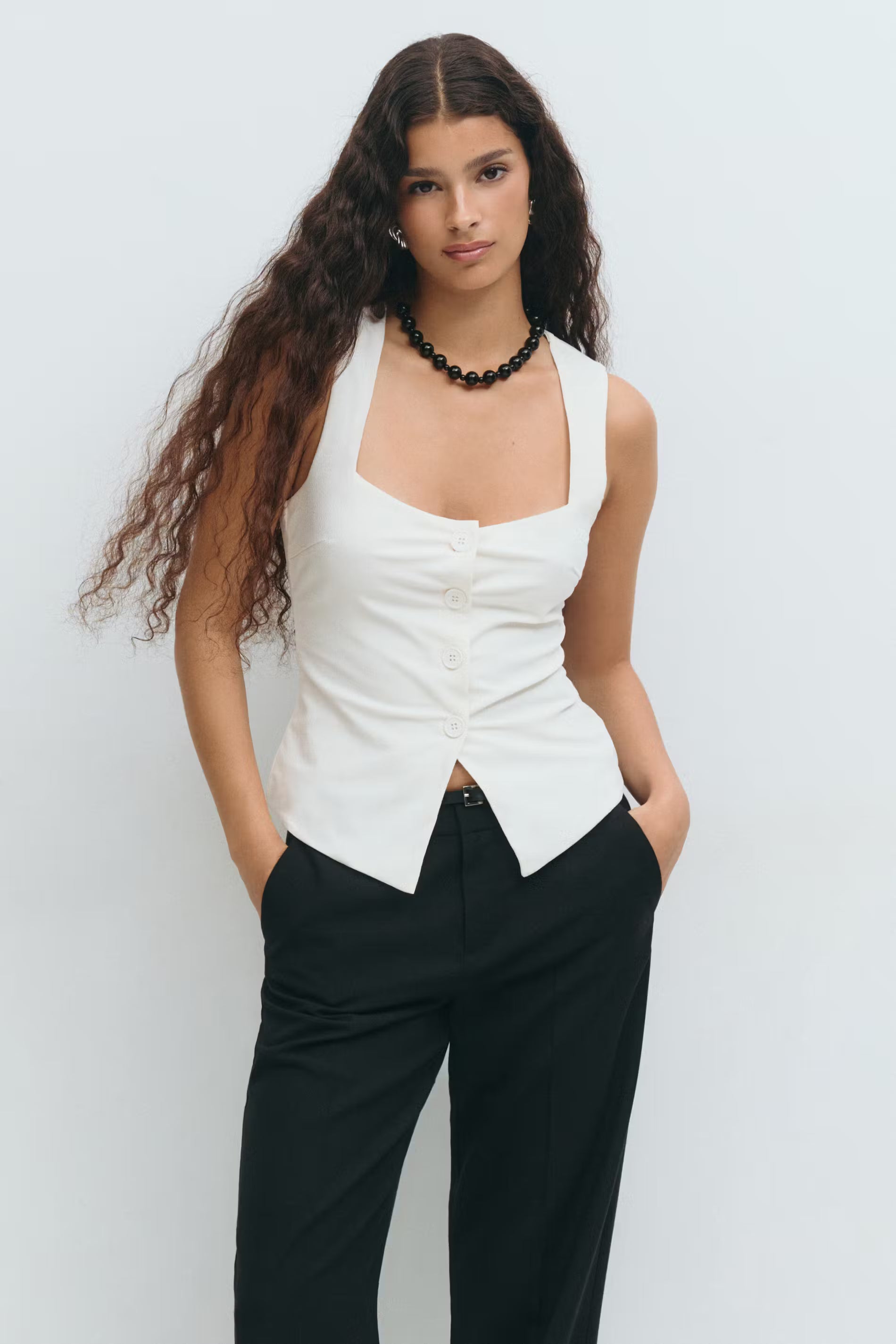 Gina Tricot Jersey Vest - White - Kubanna