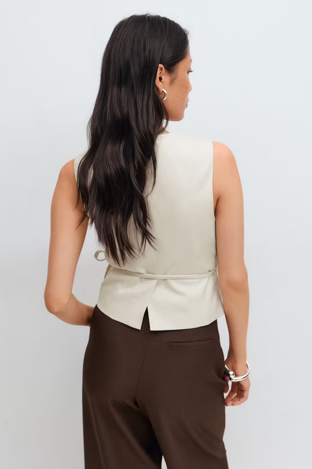 Gina Tricot Wrap Tie Vest - Beige - Kubanna