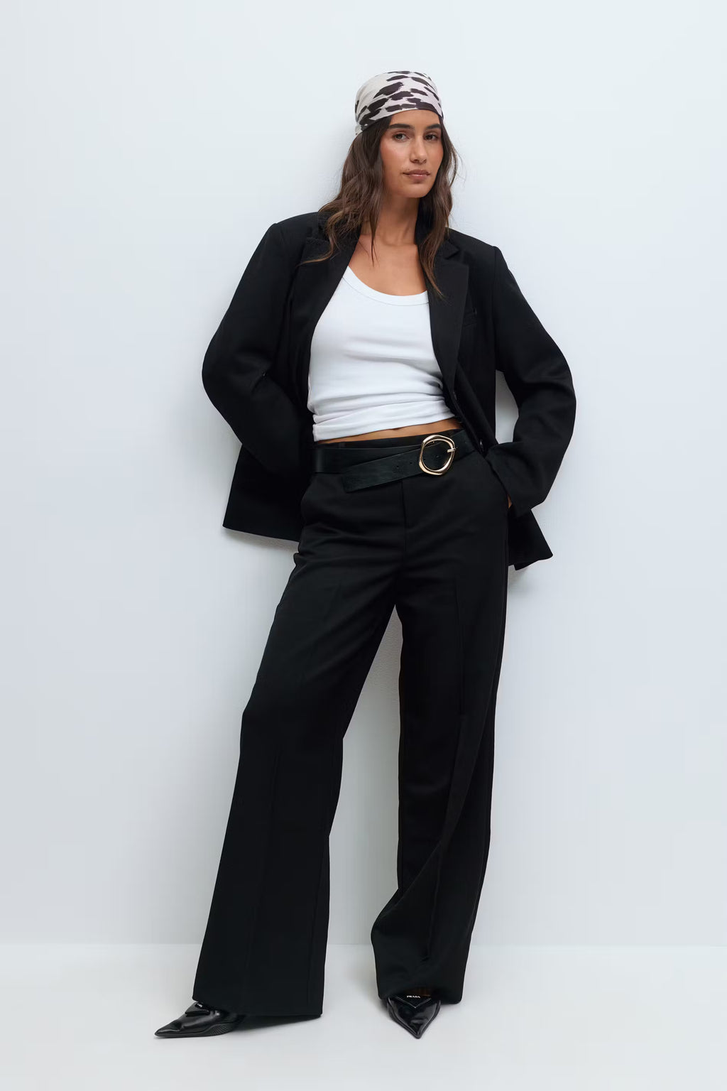 Gina Tricot Straight Twill Trousers - Black