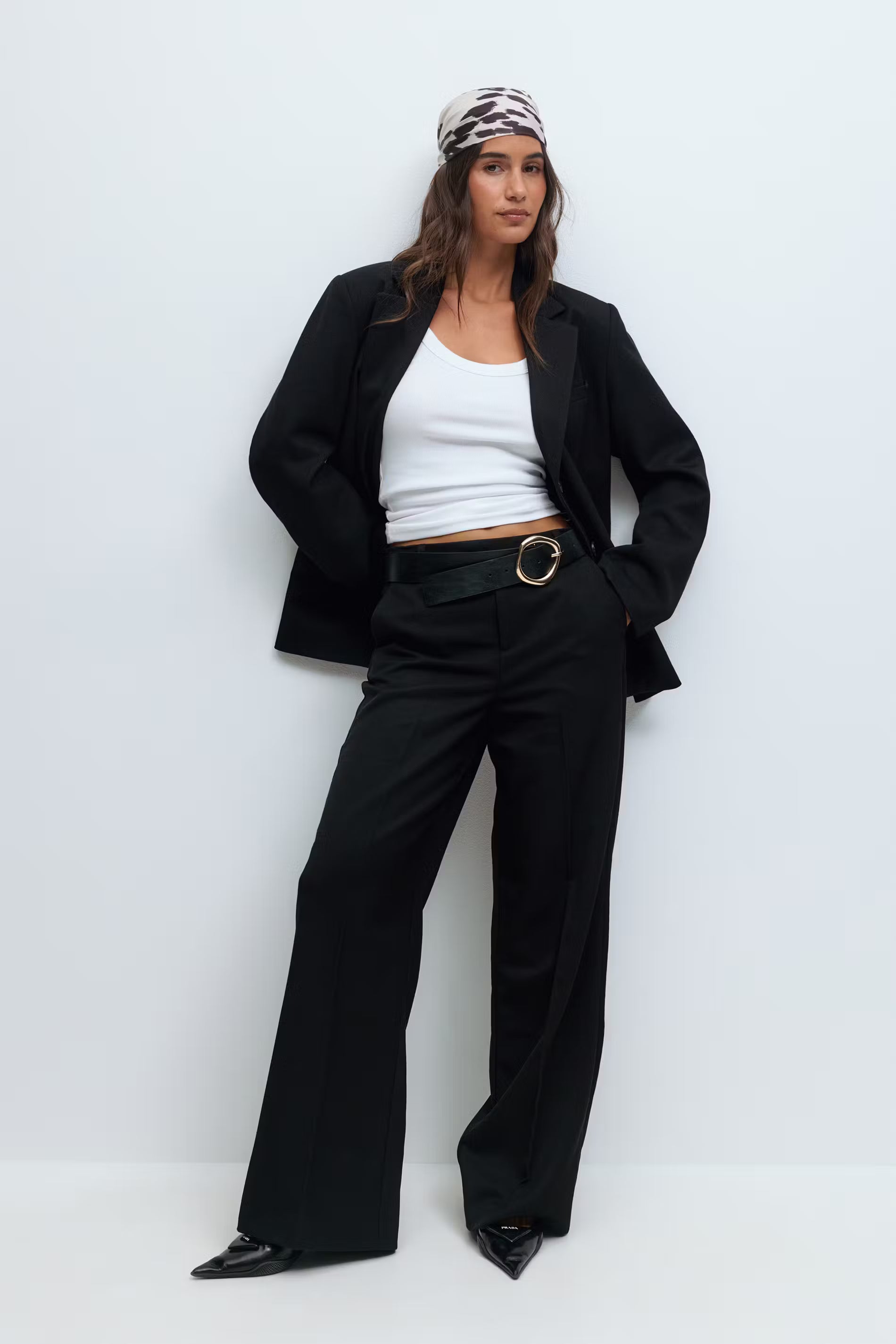 Gina Tricot Straight Twill Trousers - Black