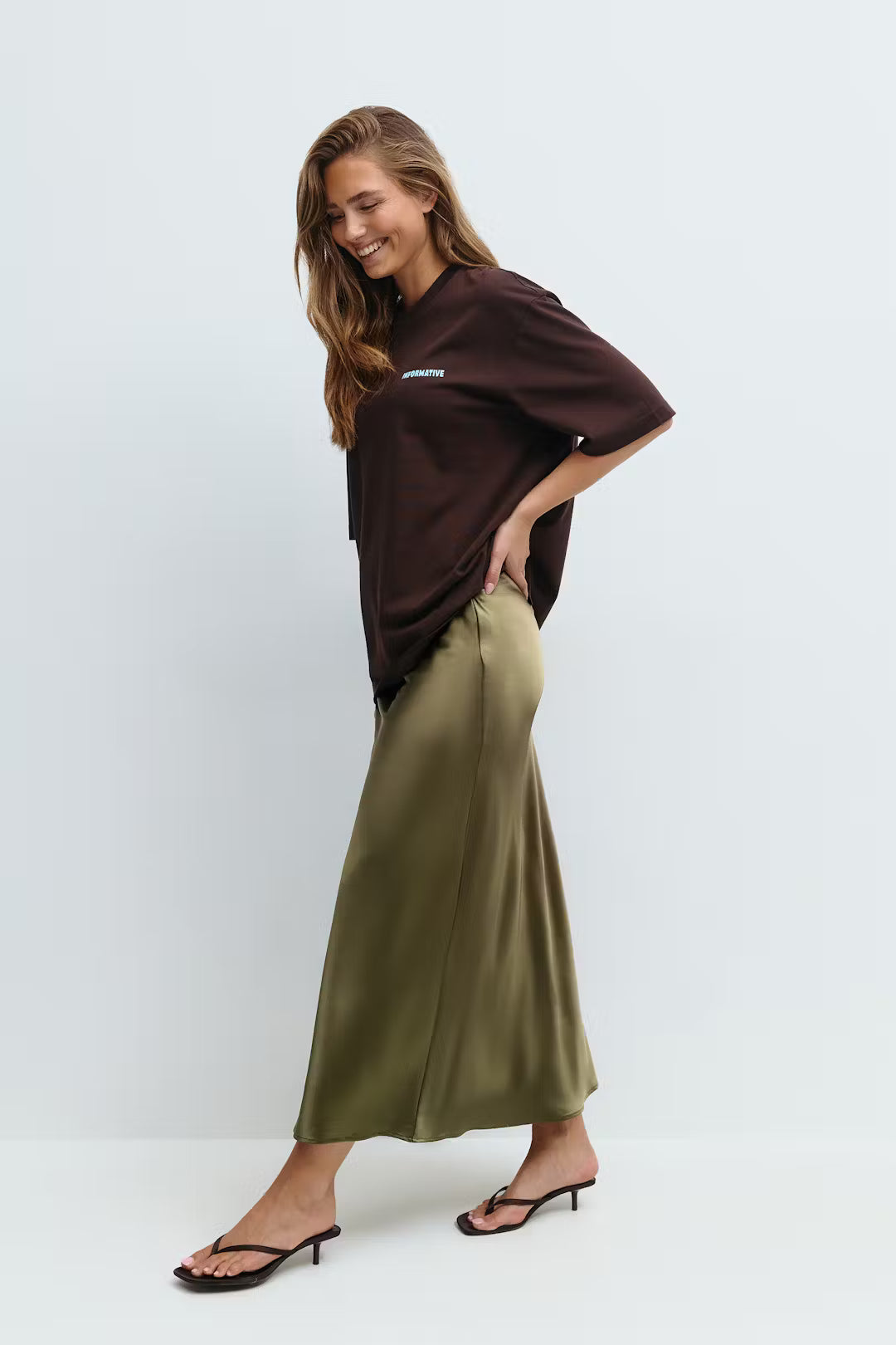 Gina tricot Satin skirt - Khaki