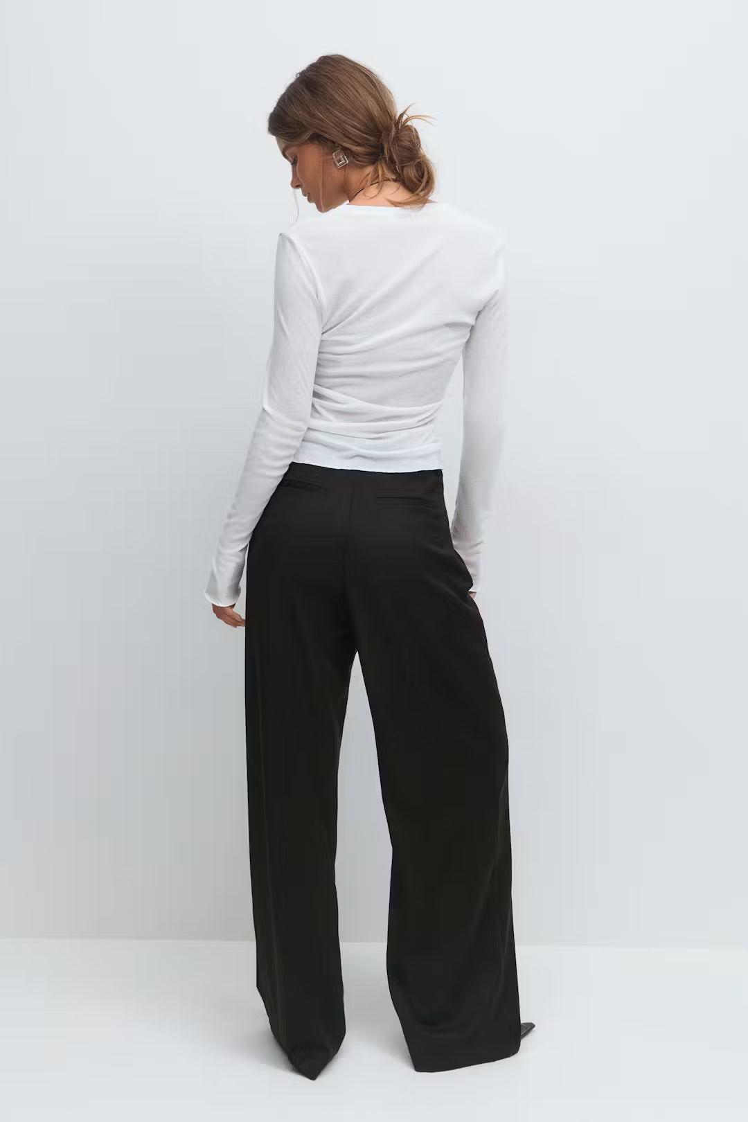 Gina Tricot High Waist Wide Trousers - Black - Kubanna
