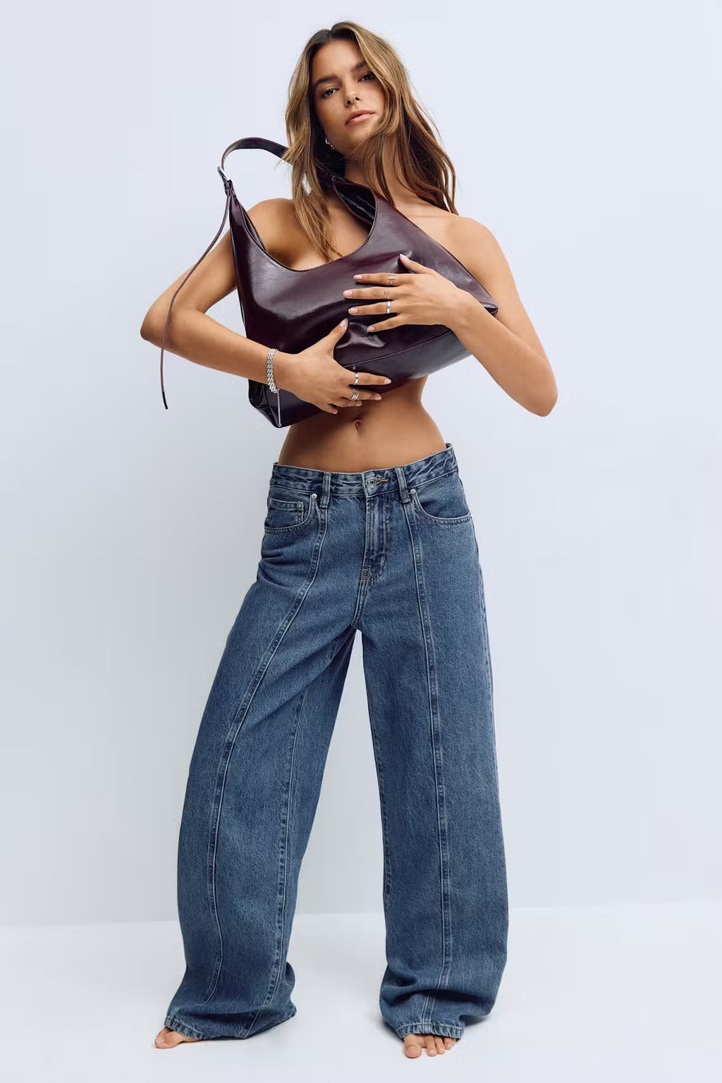 Gina Tricot Wide Front Seam Jeans - Scandi Blue