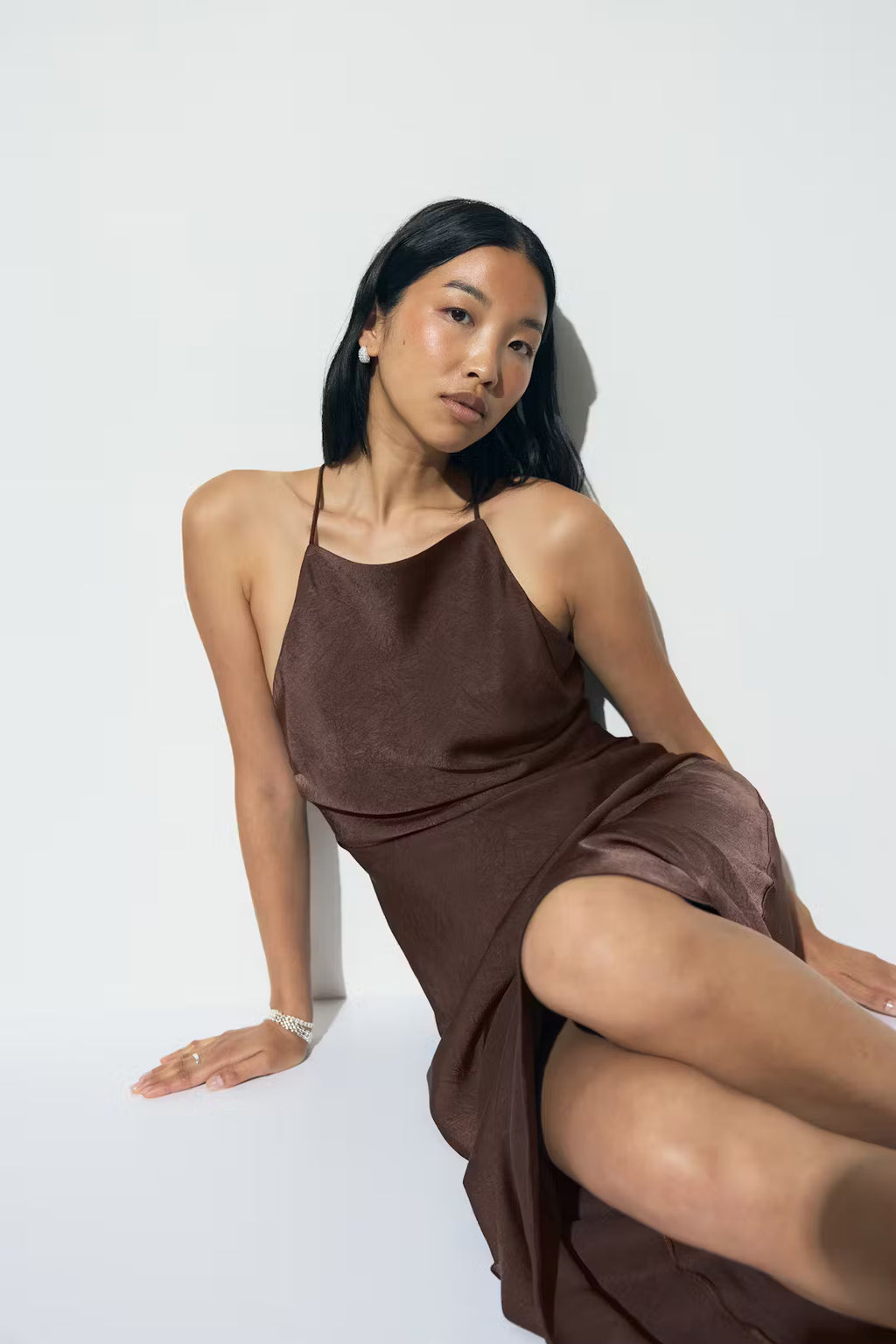 Gina Tricot Crinkle Maxi Dress - Brown