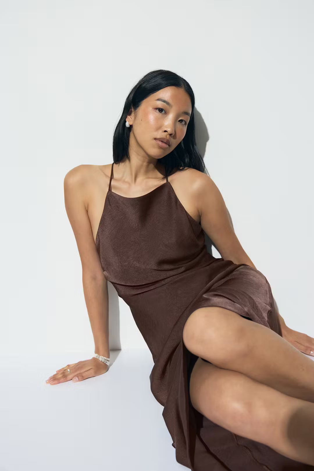 Gina Tricot Crinkle Maxi Dress - Brown
