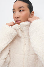 Gina Tricot Pile Zip Jacket - Cream - Kubanna