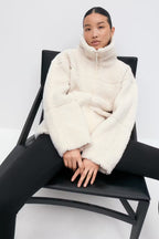 Gina Tricot Pile Zip Jacket - Cream - Kubanna