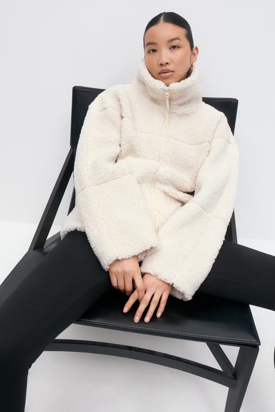 Gina Tricot Pile Zip Jacket - Cream - Kubanna