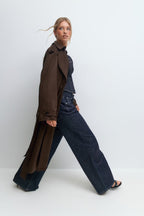 Gina Tricot Faux Suede Trench Coat - Brown - Kubanna