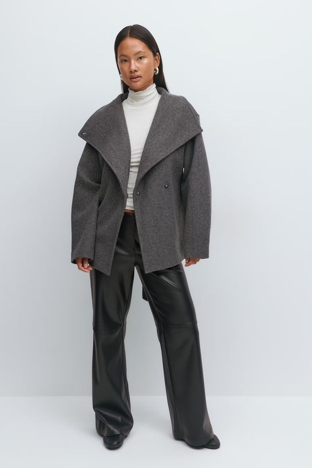 Gina Tricot High Neck Short Jacket - Grey - Kubanna