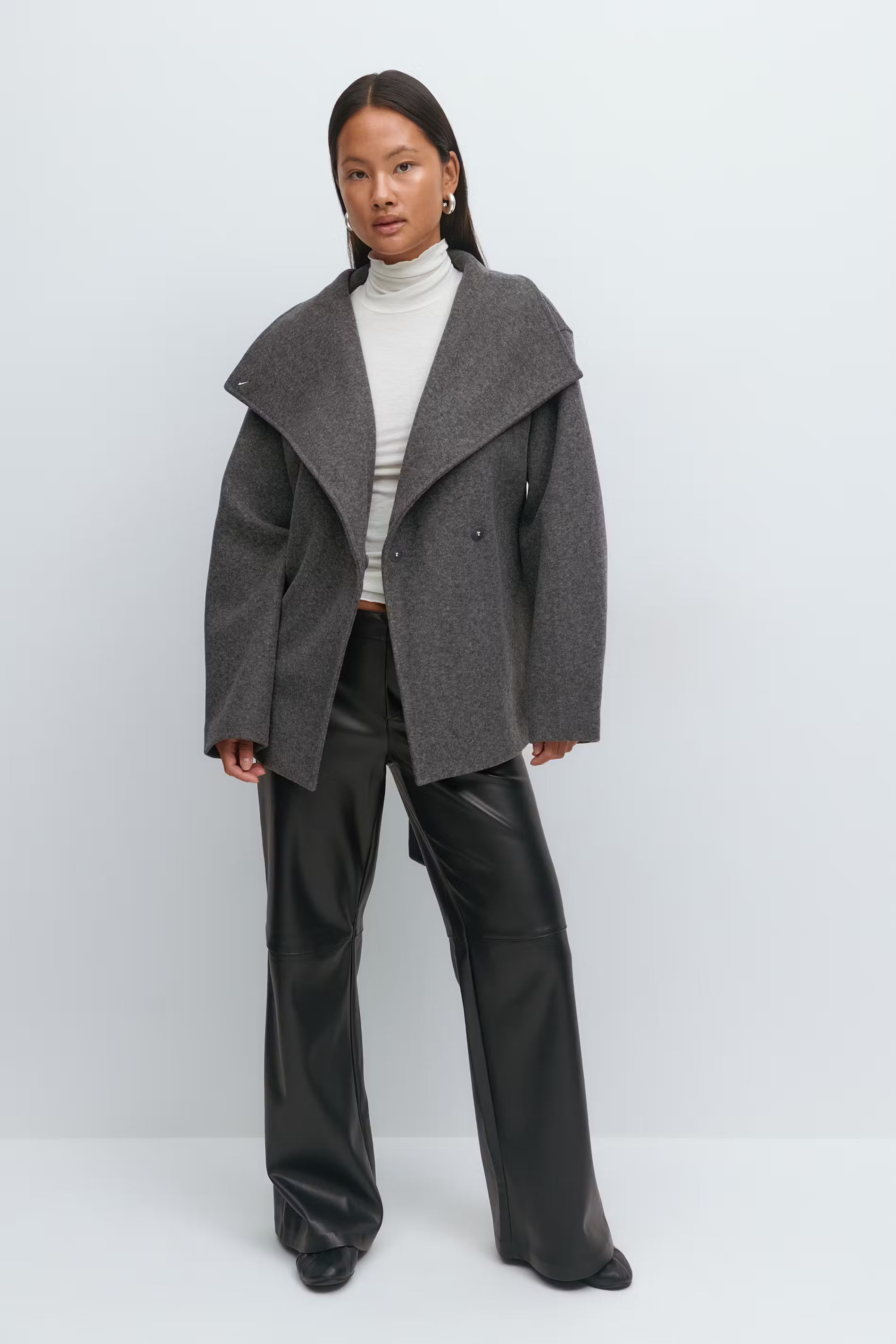 Gina Tricot High Neck Short Jacket - Grey - Kubanna