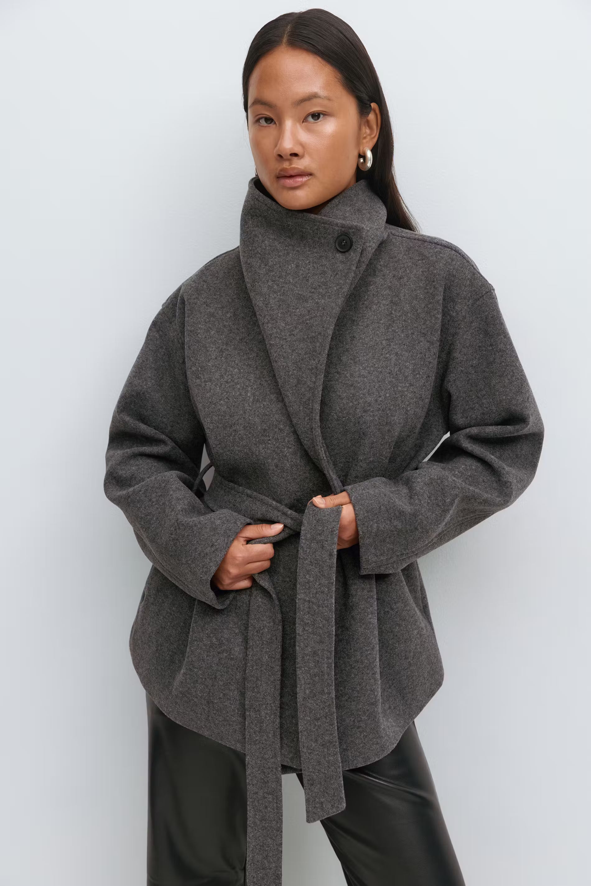 Gina Tricot High Neck Short Jacket - Grey - Kubanna