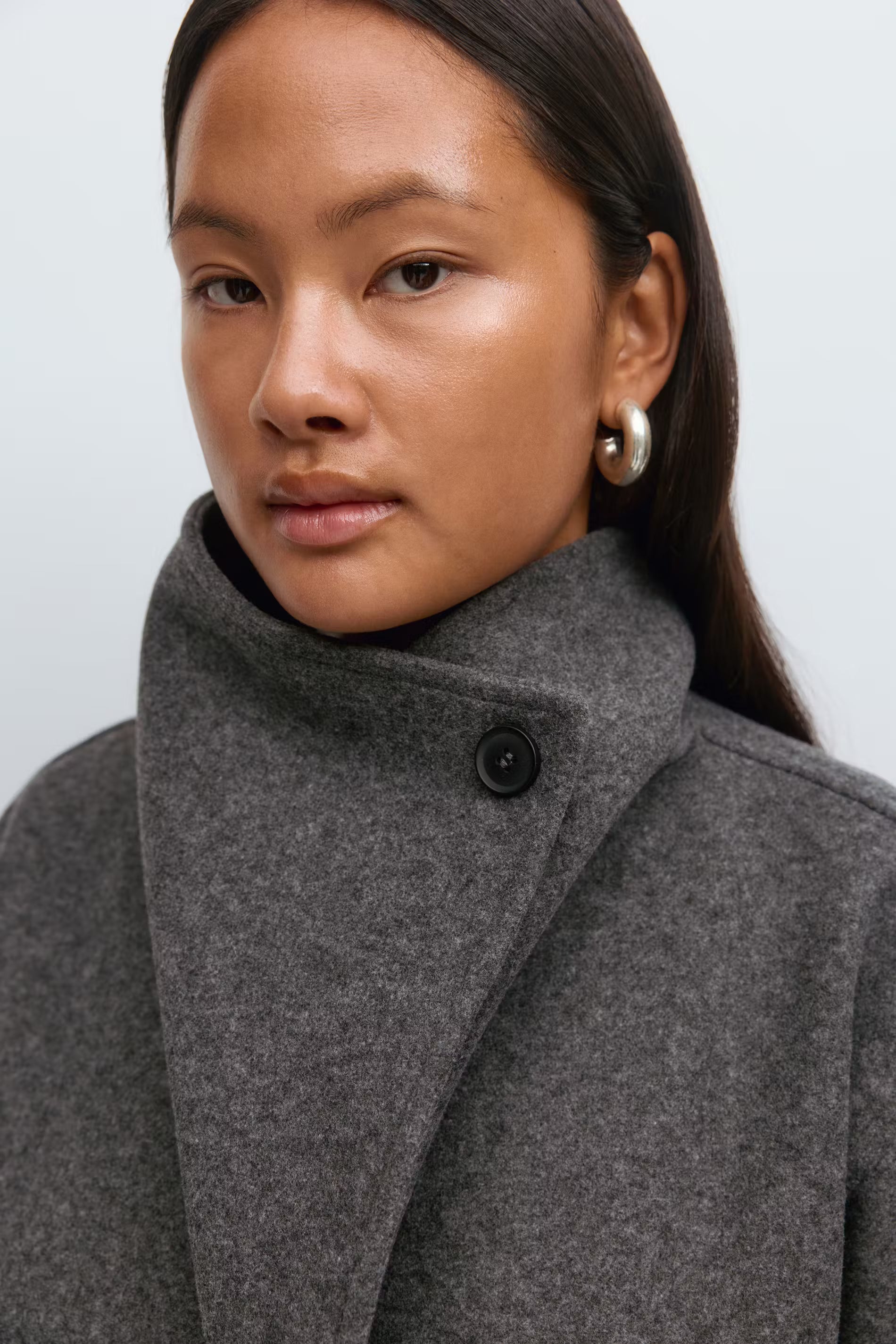 Gina Tricot High Neck Short Jacket - Grey - Kubanna