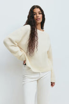 Gina Tricot Crew Neck Knitted Sweater - Off-white
