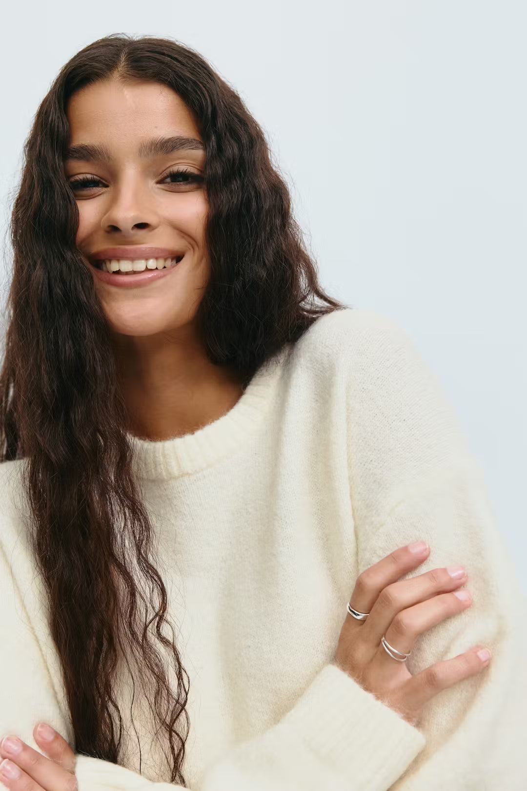 Gina Tricot Crew Neck Knitted Sweater - Off-white