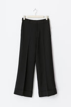 Gina Tricot Mid Waist Wide Trousers - Black - Kubanna