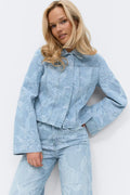 Gina Tricot Embroidery Denim Shirt - Blue