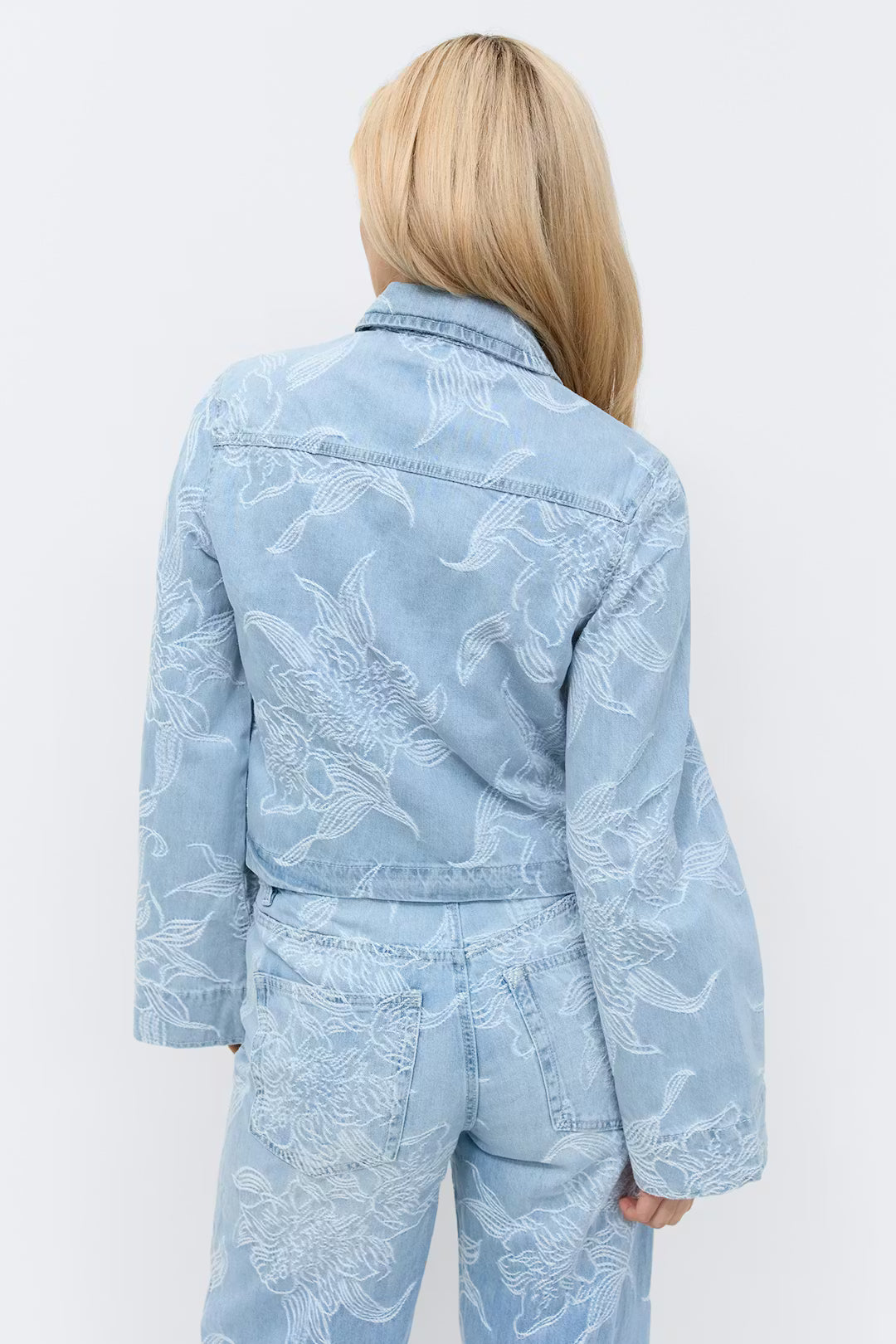 Gina Tricot Embroidery Denim Shirt - Blue