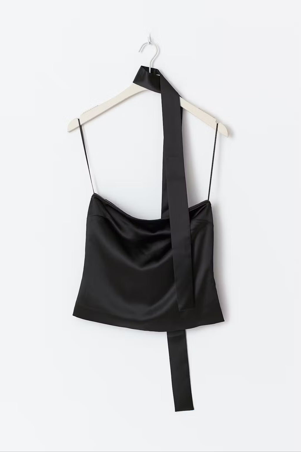Gina Tricot Satin Scarf Top - Black - Kubanna