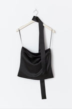 Gina Tricot Satin Scarf Top - Black - Kubanna