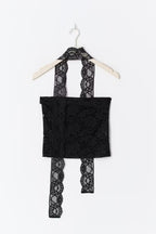 Gina Tricot Lace Scarf Top - Black - Kubanna