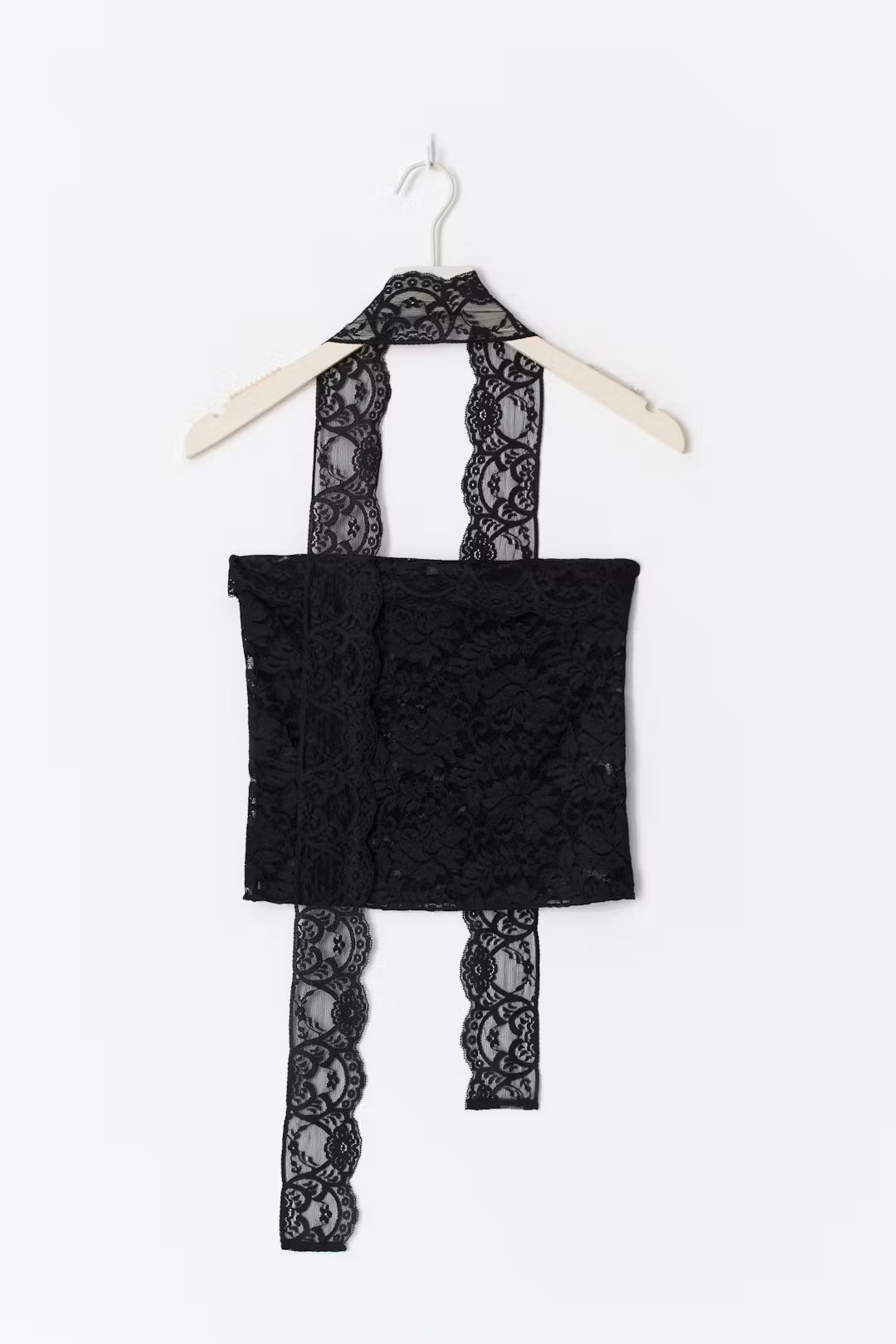 Gina Tricot Lace Scarf Top - Black - Kubanna