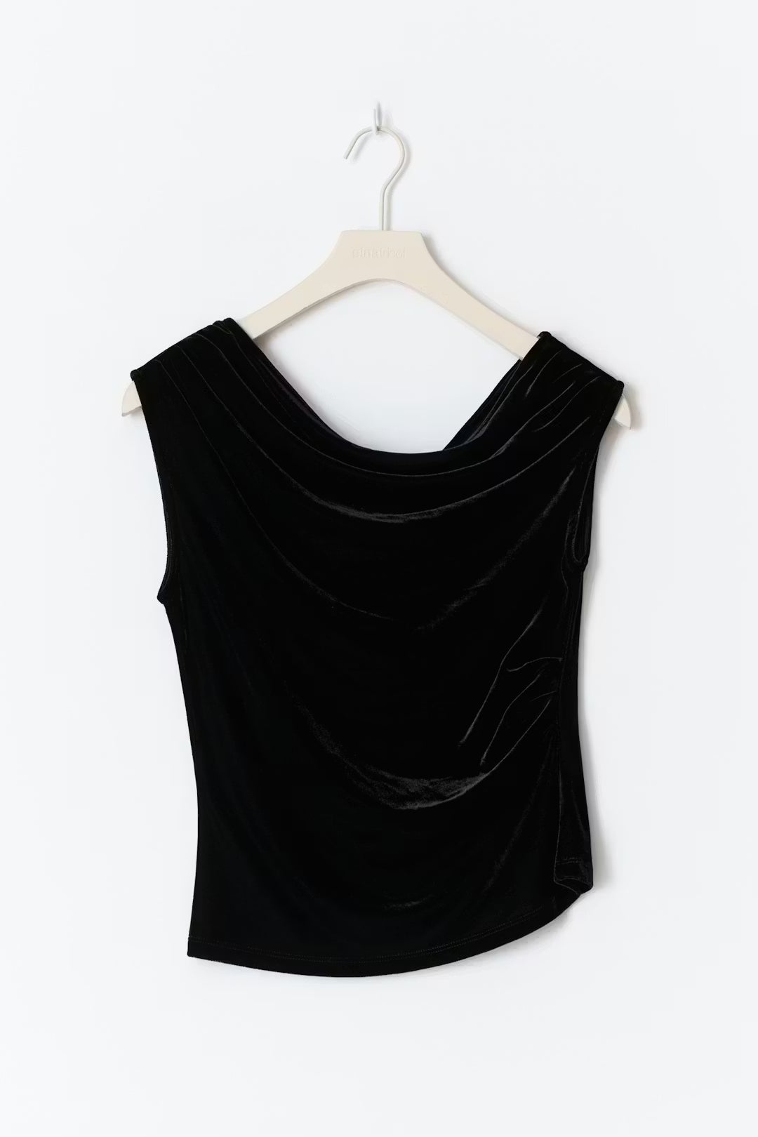 Gina Tricot Asymmetric Velvet Top - Black - Kubanna