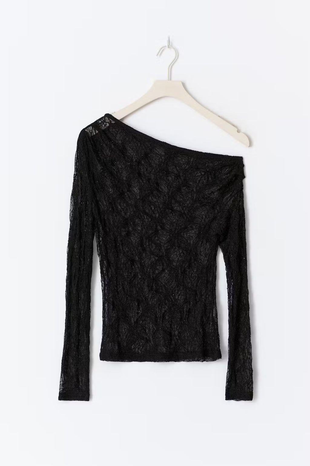 Gina Tricot Rhinestone Lace Top - Black - Kubanna