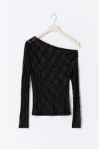 Gina Tricot Rhinestone Lace Top - Black - Kubanna