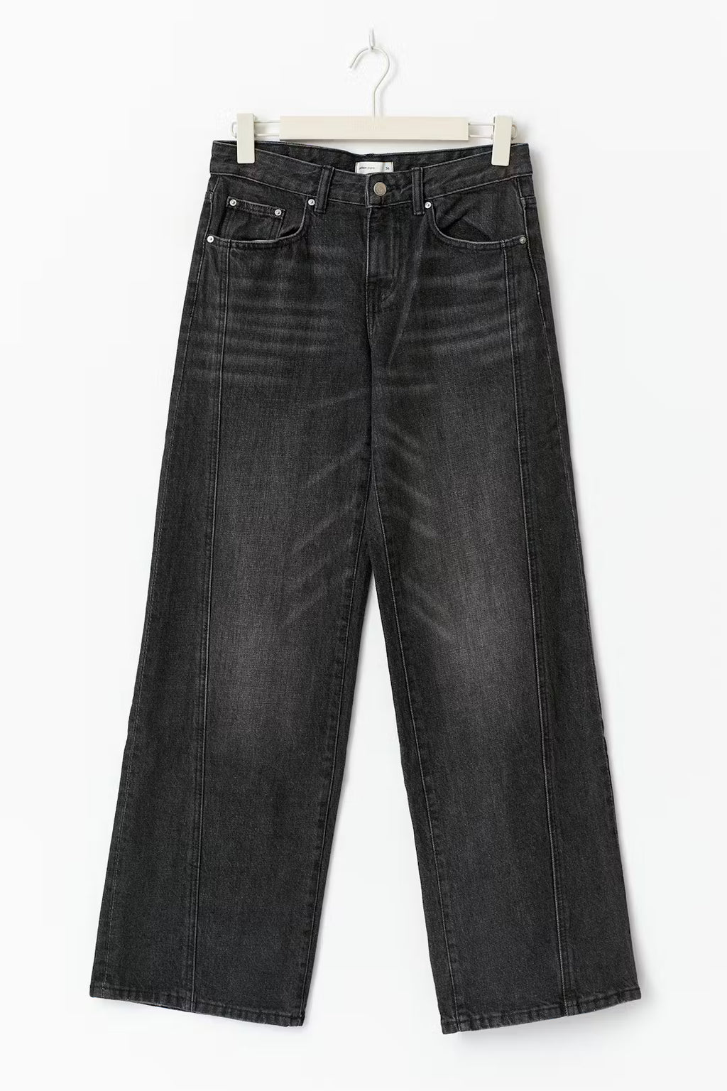 Gina Tricot Low Wide Front Seam Jeans - Black - Kubanna