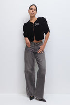 Gina Tricot Velour Top - Black - Kubanna