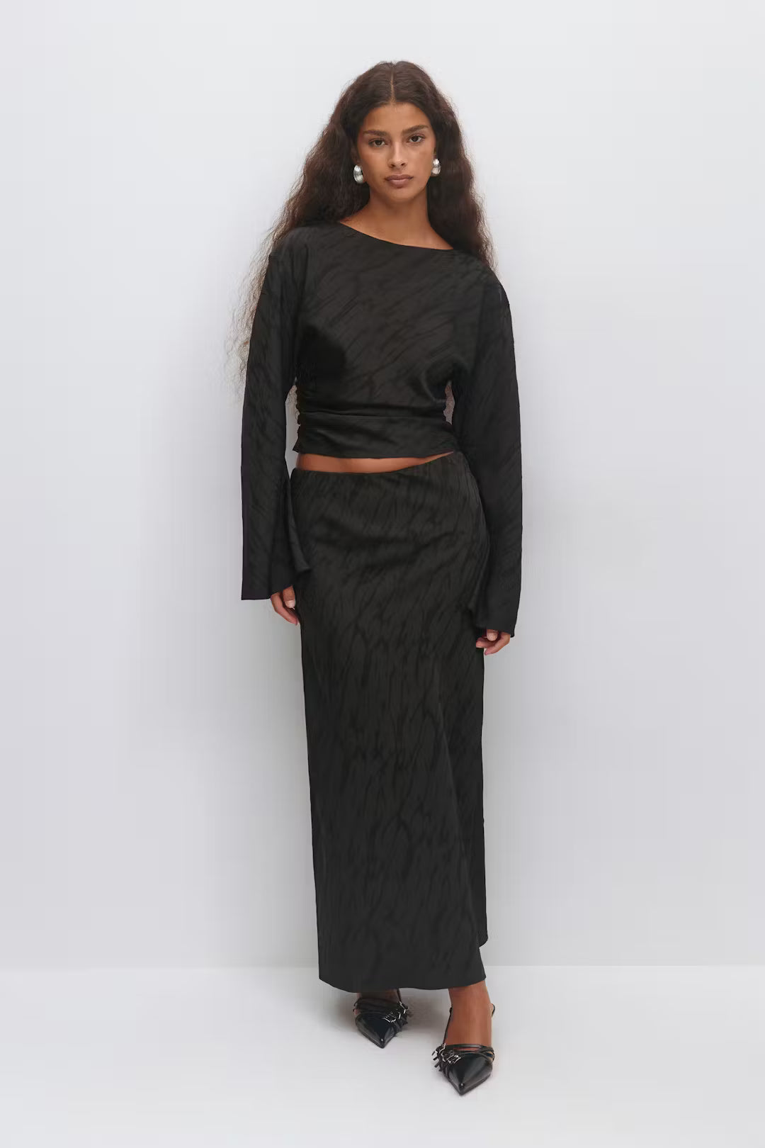 Gina Tricot Structured Skirt - Black - Kubanna