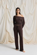 Gina Tricot Low Waist Loungewear Trousers - Chocolate Plum - Kubanna