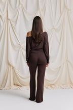 Gina Tricot Low Waist Loungewear Trousers - Chocolate Plum - Kubanna