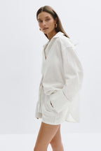 Gina Tricot | Oversized Linen Blend Shirt - White