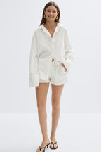 Gina Tricot | Oversized Linen Blend Shirt - White